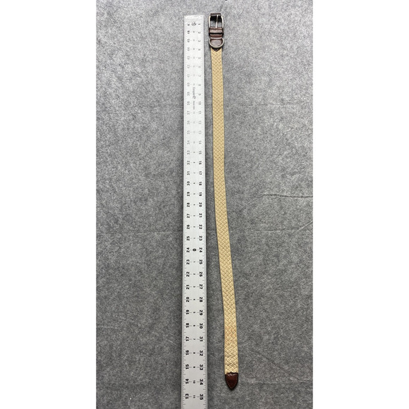 Woven Braided Cotton Rope Belt Mens Tan Brown Leather Buckle D-Ring Honors USA - Picture 9 of 10